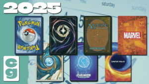 2025 Card Game Release Schedule Graphic