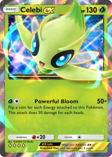 Celebi ex, a card from Mythical Island, the newest set for Pokémon TCG Pocket. This card was pivotal in setting the record for most damage put out in a single PvP match.