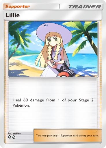 Lillie, a new card from PTCGP's Celestial Guardians set. Illustrated by hechima.