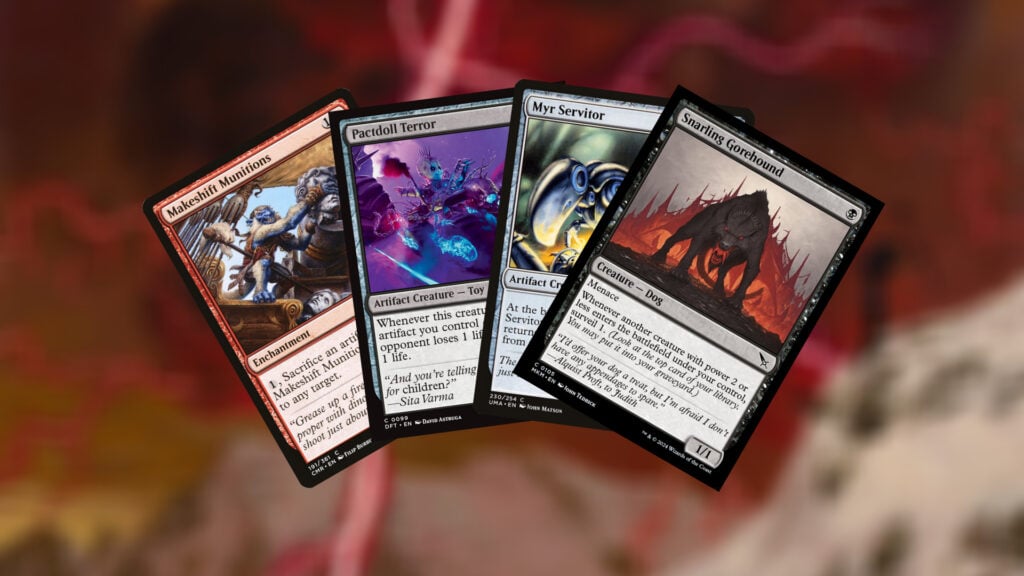 A spread of cards found in the Magic: The Gathering Pauper "Rakdos Servitor" deck. Image credit: Wizards of the Coast