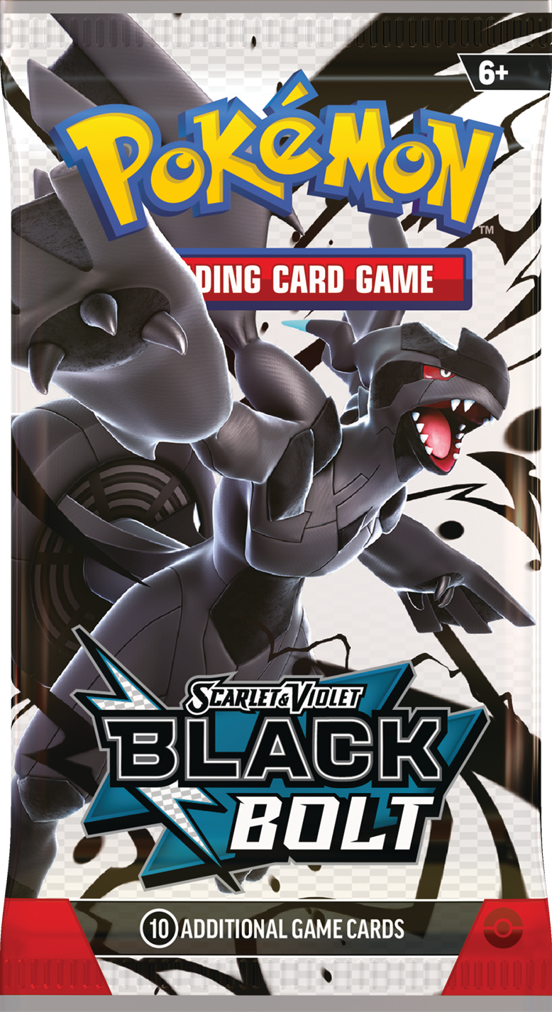 A rendering of the pack wrapping for the new Pokémon TCG set, Scarlet & Violet - Black Bolt. Image credit: The Pokémon Company