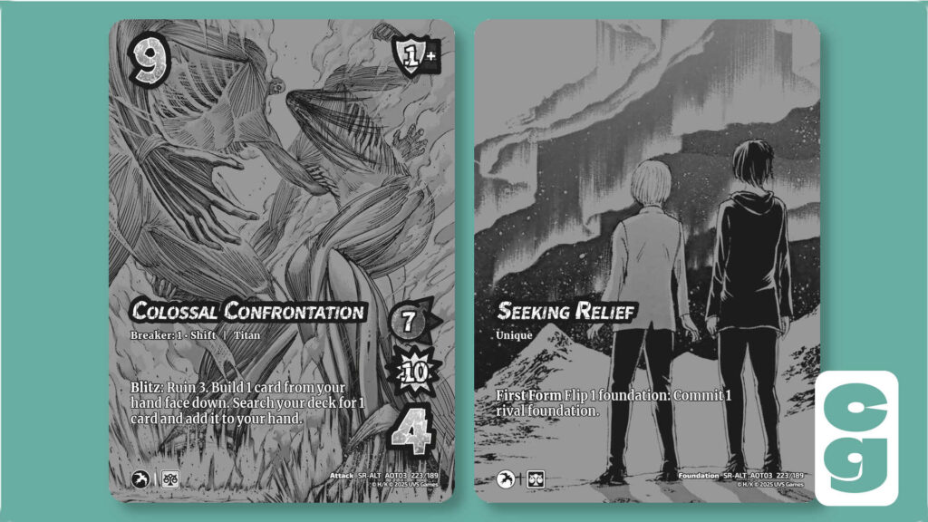 Both sides of card 223, from Attack on Titan: Apocalypse, UniVersus