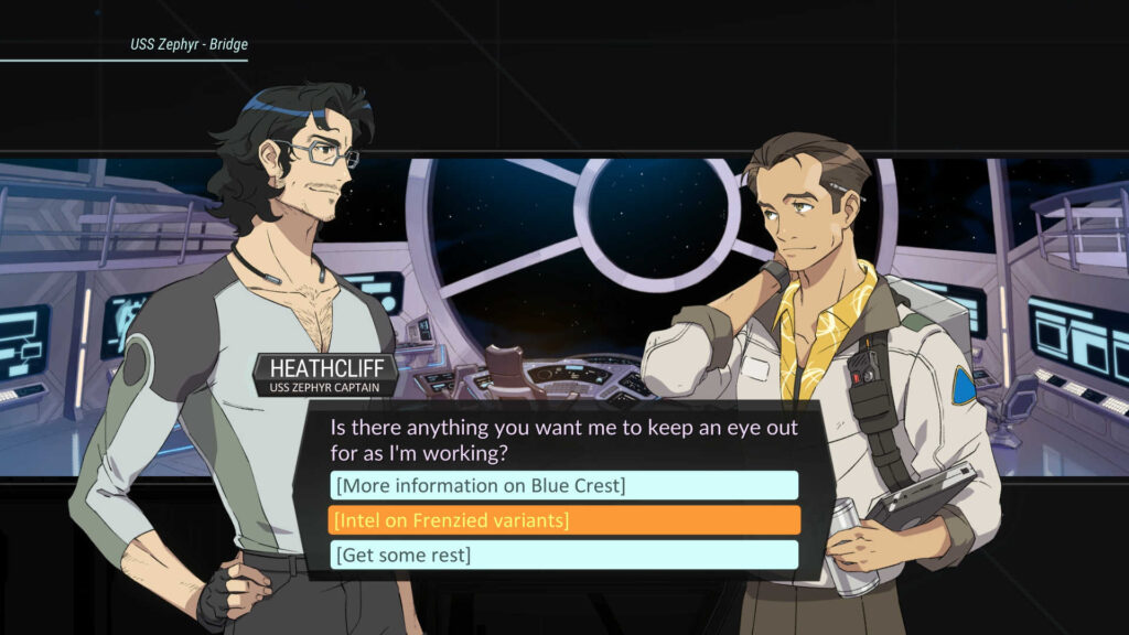 Dialogue screen in Battle Suit Aces