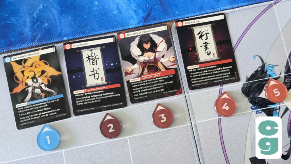 The React Chain board and cards